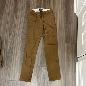 Men Abercrombie and Fitch Langdon Skinny Stretch Brown Pants-28 Waist 34 Length